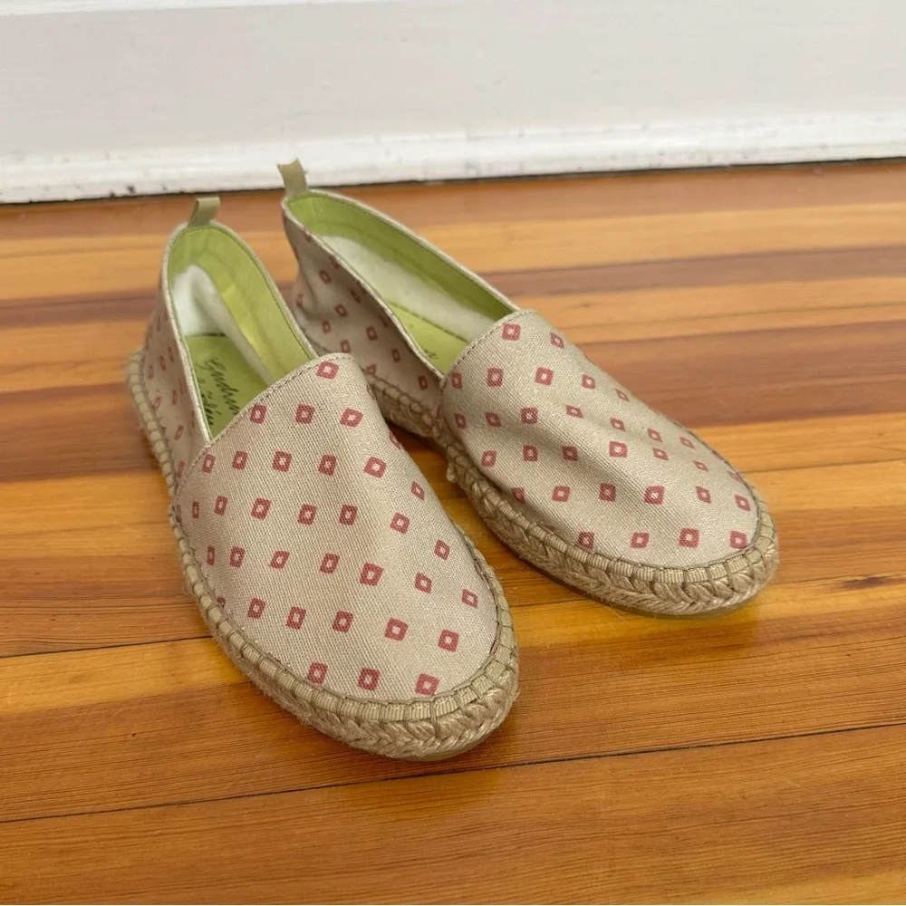 Gudrun Sjoden 38 7.5 Diamond‎ Printed Hake Cotton Canvas Espadrilles Flats Boho